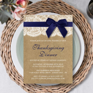 Tunga Bon på Thanksgiving Kraft & Snöre Inbjudningar