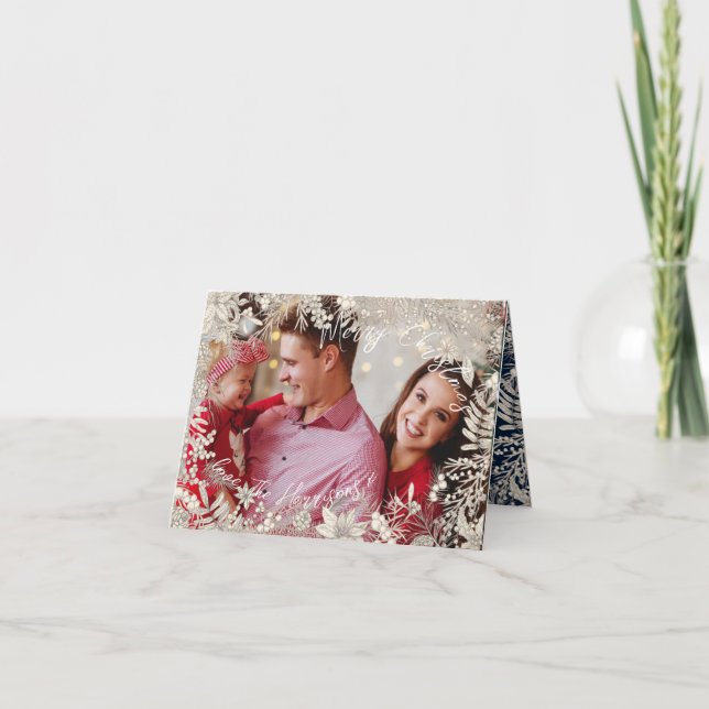 Tunga botaniska ämnen Blommigt 1 bild Arch jul Helgkort (Framsida)