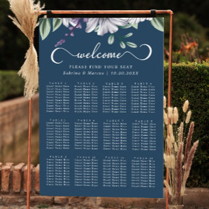 Tunga Bröllop-sätesdiagram med blå Blommigt Poster