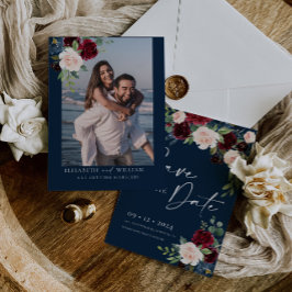 Tunga Burgundy och Spara datuminbjudan Inbjudningar