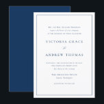 Tunga, enkel typografi, formal Bröllop Inbjudningar<br><div class="desc">Inbjudan gäster till bröllop med inbjudan till anpassadet elegant bröllop. Denna minimalistiska bröllopsinbjudan innehåller formuleringar där Brides föräldrar är värd. Den har enkel typografi, modern kalligrafi och ett enkelt gräns. Anpassa den här marinblå bröllopsinbjudan genom att lägga till din händelseinformation. Den här formella bröllopsinbjudan är perfekt för vilken bröllop-säsong som...</div>