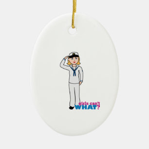 Tunga flicka i Sailor Uniform Julgransprydnad Keramik