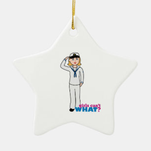Tunga flicka i Sailor Uniform Julgransprydnad Keramik