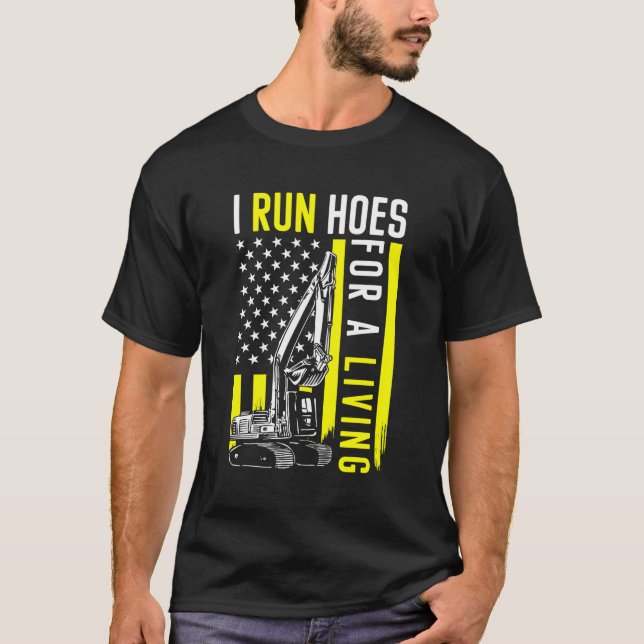 Tunga grävmaskinsoperatör i Springa-hål för ton T Shirt (Framsida)