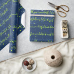 Tunga Gröntar, minimalistisk Anpassningsbar, skrip Presentpapper<br><div class="desc">Snyggt Navy Blue Grönt Minimalist Anpassningsbar Script Text Snowfall Wrapping Papper</div>
