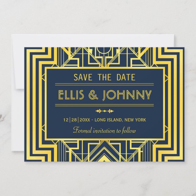 Tunga & Guld Geometric Save Date Spara Datumet (Framsida)