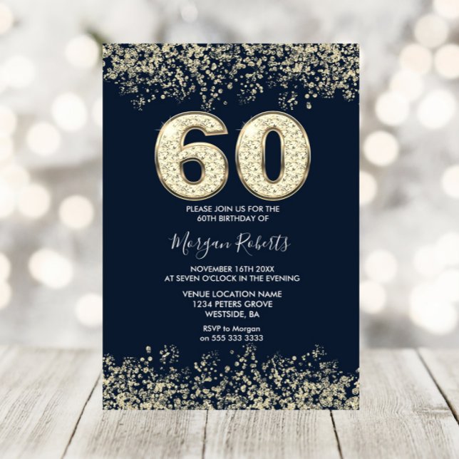 Tunga & Guld Manar eller Womans 60:e Födelsedagsfe Inbjudningar (Skapare uppladdad)