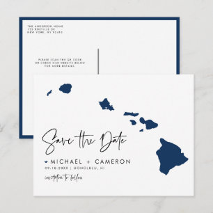 Tunga Hawaii State Karta QR-kod Spara datum Meddelande Vykort