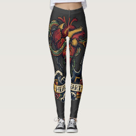Tunga hjärta Ankare Orm Tatuering Blixt Melankoli Leggings