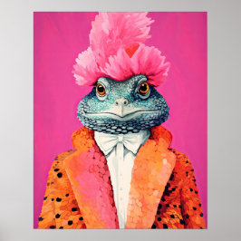 Tunga i Funky Kostym Animal Mode Art Rosa Poster