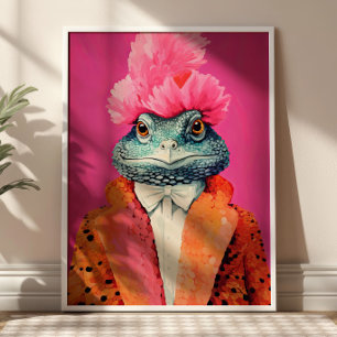 Tunga i Funky Kostym Animal Mode Art Rosa Poster