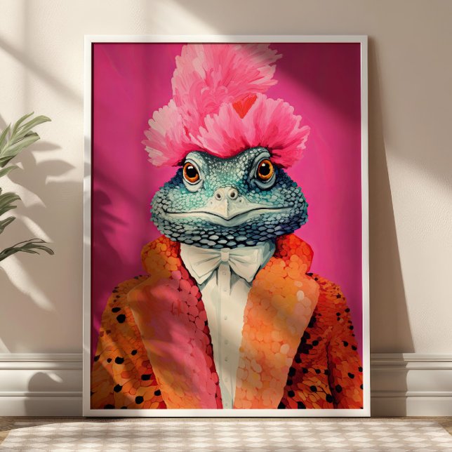 Tunga i Funky Kostym Animal Mode Art Rosa Poster (Skapare uppladdad)