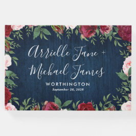 Tunga Marsala Land Rustic Bröllop Guest Bok