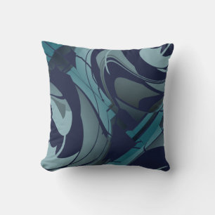 Tunga med ljus- och Mörk Teal Grått Swirling Shape Kudde
