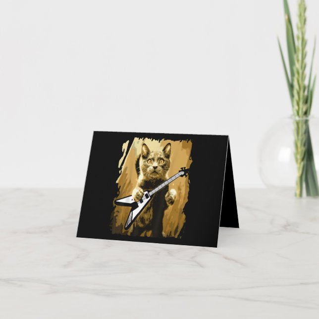 Tunga Metall Guitar spelar kattrångare Guitarist Tack Kort (Framsida)