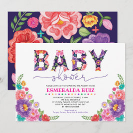 Tunga mexikanska Rosa Fiesta Flower Baby Shower Inbjudningar