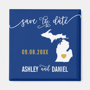 Tunga Michigan Bröllop spara datum Karta Magnet