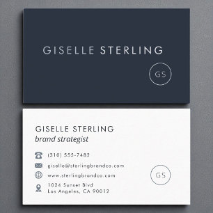 Tunga, modern, minimalistisk monogramlyx visitkort