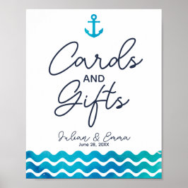 Tunga Nautiskt bröllop-kort och gift-utskrift Poster