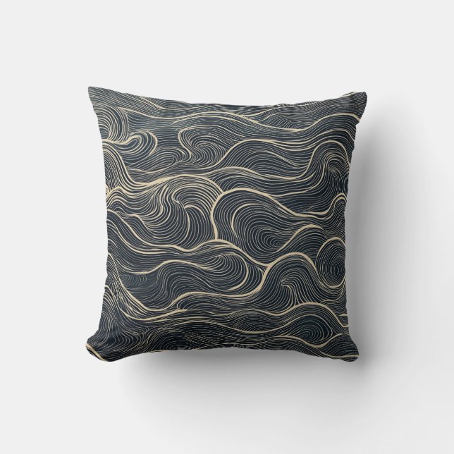 Tunga och Beige Wave Line Art Dekorativ kudde (Framsida)