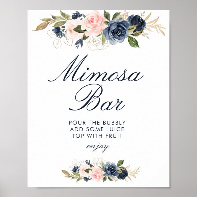 Tunga och  blommor möhippa mimosa pub-tecken poster (Framsidan)