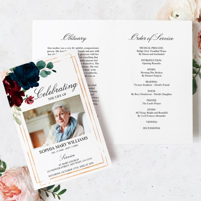 Tunga och Burgundy-begravningsprogram | Serviceord (Skapare uppladdad)