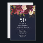 Tunga och Burgundy Flowers 50:e Födelsedagsfesten  Inbjudningar<br><div class="desc">Matchningssamlingen för marin och burgundisk blomma,  50:e Födelsedagsfest Inbjudan i Niche- och Nest-butiken. Boho chic burgundröd vit vattenfärgsfärgad blommigt Vackermålad vattenfärgsillustration med</div>