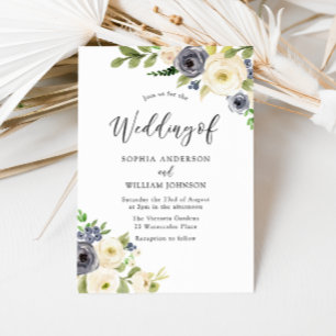 Tunga och champagne Watercolor Flowers Bröllop Inbjudningar