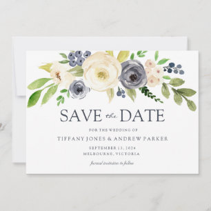 Tunga och champagne Watercolor Flowers Bröllop Spara Datumet