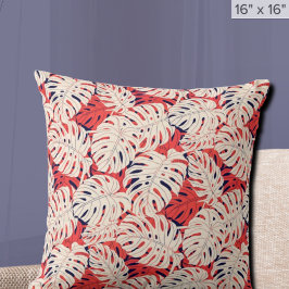 Tunga och Coral Monstera Löv Tropical Dekorativ ku Kudde