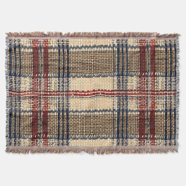 Tunga och Cream Woven Play Mönster Filt (Framsidan)