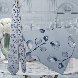 Tunga och Dusty Blue Eucalyptus Elegant bröllop Slips