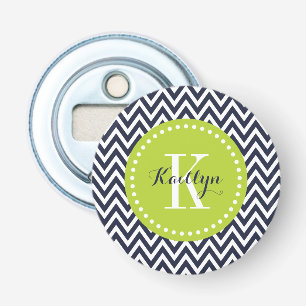 Tunga och Grönt Chevron Monogram Flasköppnare