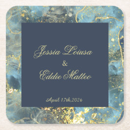 Tunga och Guld Bröllop Underlägg Papper Kvadrat
