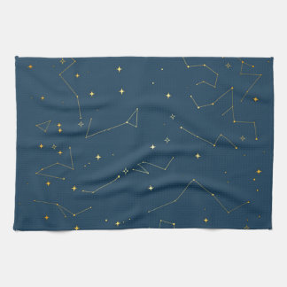 Tunga och Guld Celestial Constellation Stars Kökshandduk