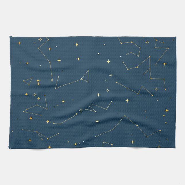 Tunga och Guld Celestial Constellation Stars Kökshandduk (Horisontell)