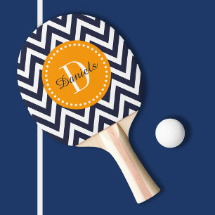 Tunga och Orange Chevron Monogram Pingisracket
