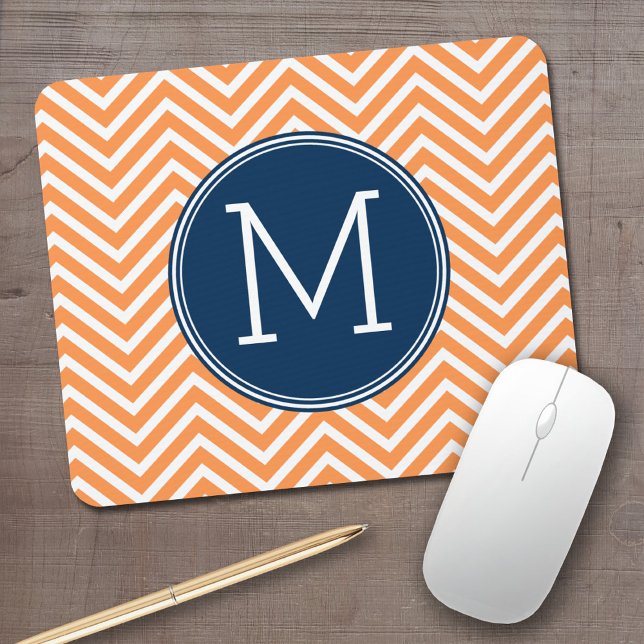 Tunga och Orange Chevrons med Anpassningsbar Monog Musmatta (Personalized mouse pad with your monogram)