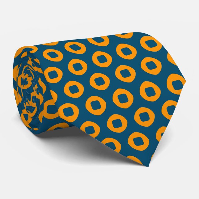Tunga och Orange Dot Circle Mönster Neck Tie Slips (Rullad)