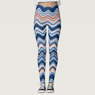 Tunga och Orange Vågigt Rand Leggings