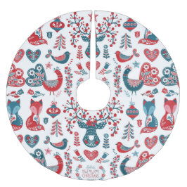 Tunga och röd juldesign julgransmatta borstad polyester