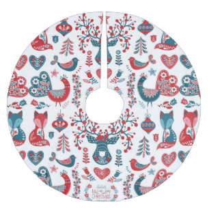 Tunga och röd juldesign julgransmatta borstad polyester