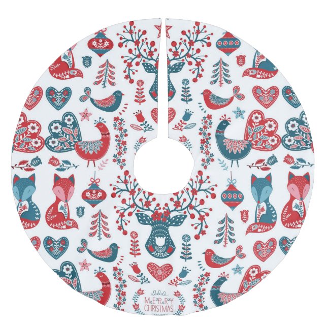 Tunga och röd juldesign julgransmatta borstad polyester (Framsidan)