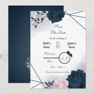 Tunga och rosa blommor romantiskt spara datumet