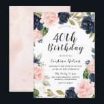 Tunga och  vattenfärg 40:e födelsedagen Party Inbjudningar<br><div class="desc">Blåblå  vattenfärg 40:e födelsedagsbjudande Inbjudan Se matchande artiklar i Niche och Nest Store</div>