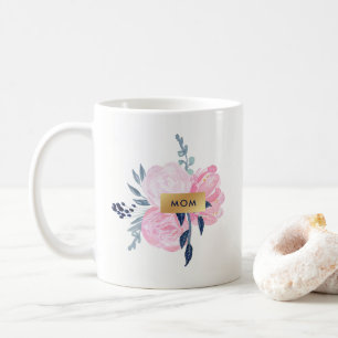 Tunga och  vattenfärgsblommor för Mamma Kaffemugg