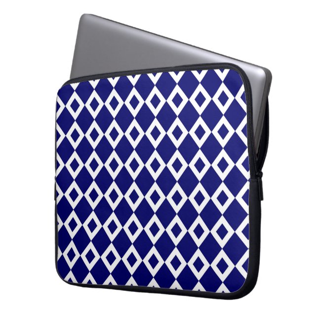 Tunga och vit Diamond Mönster Laptop Fodral (Framsidan Vänster)