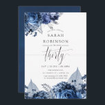 Tunga och vit med Silver Foil 30års födelsedag Inbjudningar<br><div class="desc">Inbjudningar från marinplommon och vita blommor från 30års födelsedag med accents of silver foil designade för att snabbt och enkelt kunna anpassas till dina händelsespecifikationer.</div>