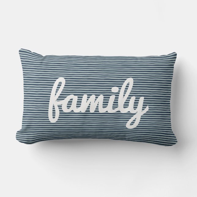 Tunga och vit stripe - Modern, minimalistisk famil Lumbarkudde (Framsida)