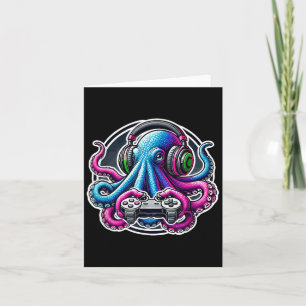 Tunga Octopus Video Games Älskare Gamer Octopus Ga Kort